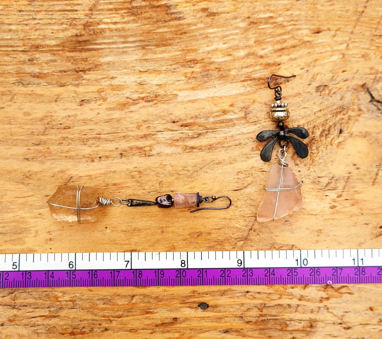 Asymmetric essential earrings, city pebbles beach glass.. – photo 7